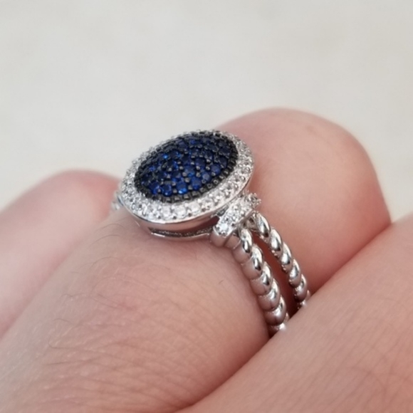 Sterling Blue Spinel Pave Ring - Picture 8 of 8
